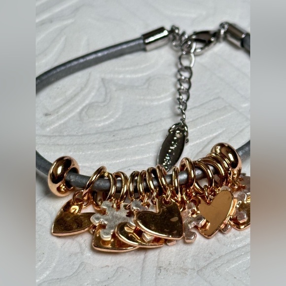 Heart Charm Bracelet by Demdaco Hallmark Silver and Gold Adjustable 5373 B - Picture 4 of 9